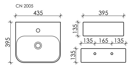 Раковина из сантехнического фарфора Ceramica Nova AURA CN2005 40х40 подвесная цвет белый 1 отверстие под смеситель